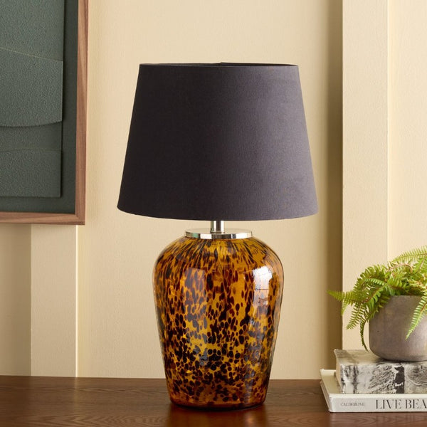Safavieh Shae, Multicolored Glass Table Lamp with Fabric Shade for Warm Ambient Bedroom Glow TBL2027A