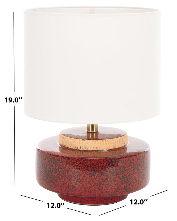 Safavieh Chels, Elegant Ceramic Table Lamp With Brass Accents For Warm Lighting And Stylish Home Décor Red ,Brass Ceramic Body ,Fabric Shade Tbl2029a