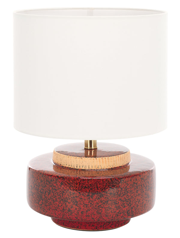 Safavieh Chels, Elegant Ceramic Table Lamp With Brass Accents For Warm Lighting And Stylish Home Décor Red ,Brass Ceramic Body ,Fabric Shade Tbl2029a