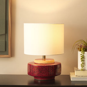 Safavieh Chels, Elegant Ceramic Table Lamp With Brass Accents For Warm Lighting And Stylish Home Décor Red ,Brass Ceramic Body ,Fabric Shade Tbl2029a