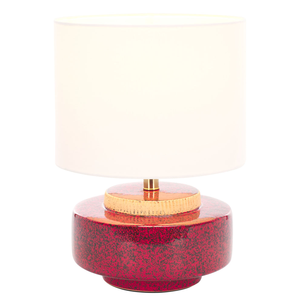 Safavieh Chels, Elegant Ceramic Table Lamp With Brass Accents For Warm Lighting And Stylish Home Décor Red ,Brass Ceramic Body ,Fabric Shade Tbl2029a