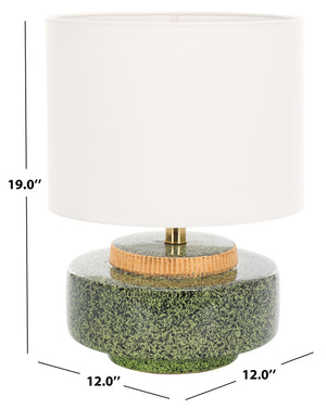 Safavieh Chels, Elegant Ceramic Table Lamp With Brass Accents For Warm Lighting And Stylish Home Décor Green ,Brass Ceramic Body ,Fabric Shade Tbl2029b