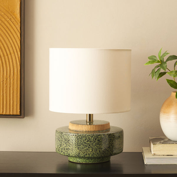 Safavieh Chels, Elegant Ceramic Table Lamp With Brass Accents For Warm Lighting And Stylish Home Décor Green ,Brass Ceramic Body ,Fabric Shade Tbl2029b