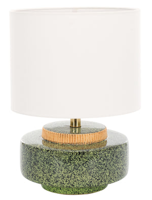Safavieh Chels, Elegant Ceramic Table Lamp With Brass Accents For Warm Lighting And Stylish Home Décor Green ,Brass Ceramic Body ,Fabric Shade Tbl2029b