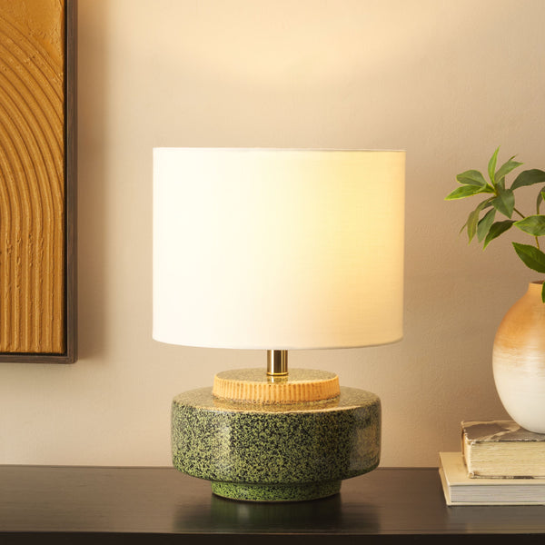 Safavieh Chels, Elegant Ceramic Table Lamp With Brass Accents For Warm Lighting And Stylish Home Décor Green ,Brass Ceramic Body ,Fabric Shade Tbl2029b