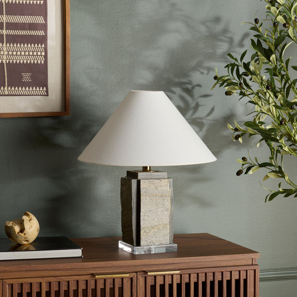 Safavieh Rye, 19.5-inch Grey & Clear Marble-acrylic Table Lamp - Elegant Modern Lighting For Any Room Grey ,Clear Marble Body ,Acrylic Base ,Fabric Shade Tbl2031a-2bx