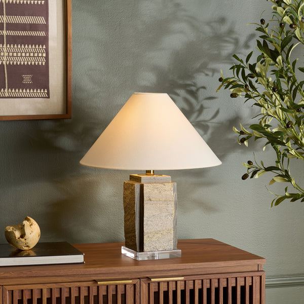 Safavieh Rye, 19.5-inch Grey & Clear Marble-acrylic Table Lamp - Elegant Modern Lighting For Any Room Grey ,Clear Marble Body ,Acrylic Base ,Fabric Shade Tbl2031a-2bx