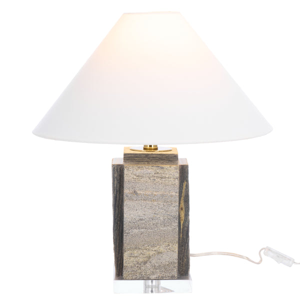 Safavieh Rye, 19.5-inch Grey & Clear Marble-acrylic Table Lamp - Elegant Modern Lighting For Any Room Grey ,Clear Marble Body ,Acrylic Base ,Fabric Shade Tbl2031a-2bx