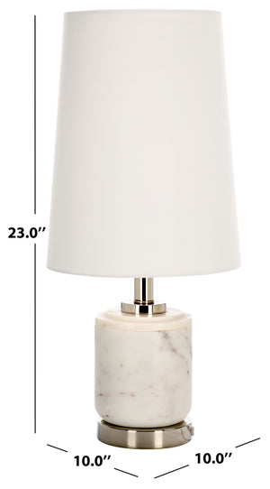Safavieh Tigi, 22-inch White/Silver Marble Metal Table Lamp – Elegant Illumination For Modern Home Decor White ,Silver Marble Body ,Metal Base ,Fabric Shade Tbl2032a-2bx