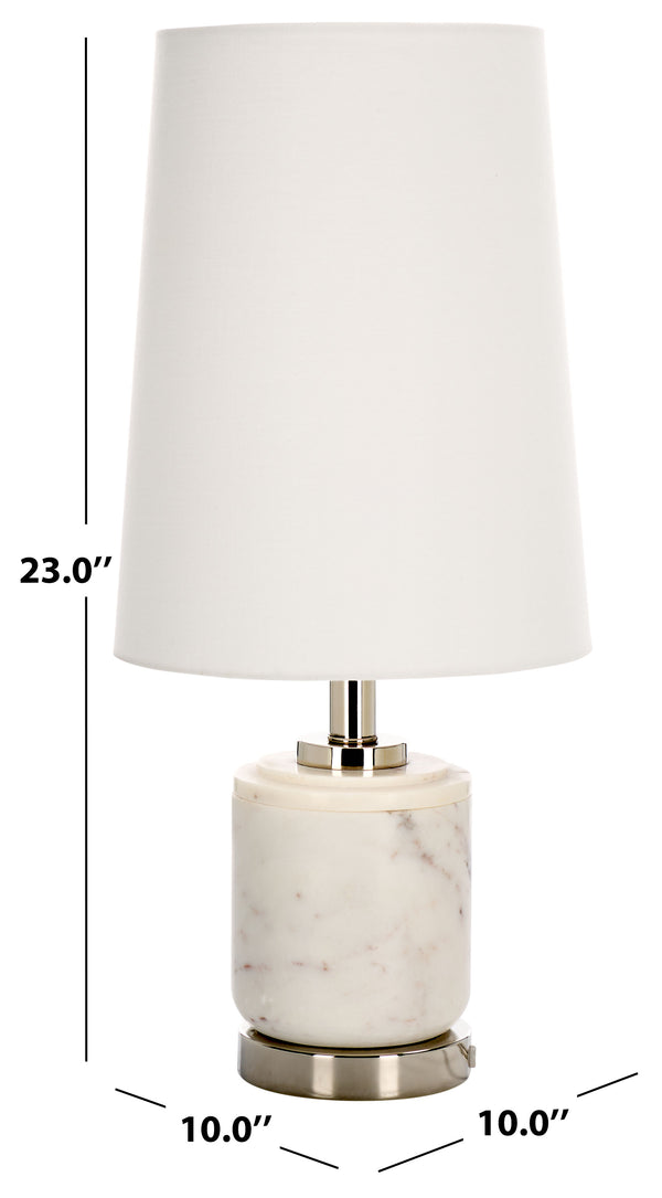 Safavieh Tigi, 22-inch White/Silver Marble Metal Table Lamp – Elegant Illumination For Modern Home Decor White ,Silver Marble Body ,Metal Base ,Fabric Shade Tbl2032a-2bx