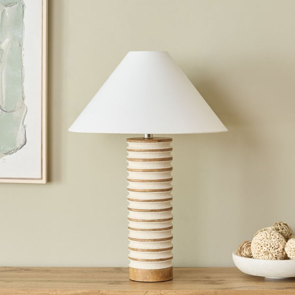 Safavieh Sulma, Artisan Mango Wood and Rope Table Lamp for Coastal Boho Living Spaces TBL2035A