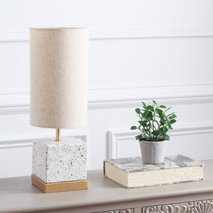 Safavieh JARELLE, 17-Inch Modern Table Lamp with Natural Concrete Base & Gold Accents for Elegant Lighting TBL3001A