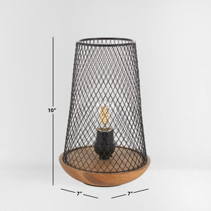 Safavieh HAYNES, 10-Inch Black & Natural Wood/Iron Table Lamp - Stylish Accent for Modern Homes & Cozy Spaces TBL3003A