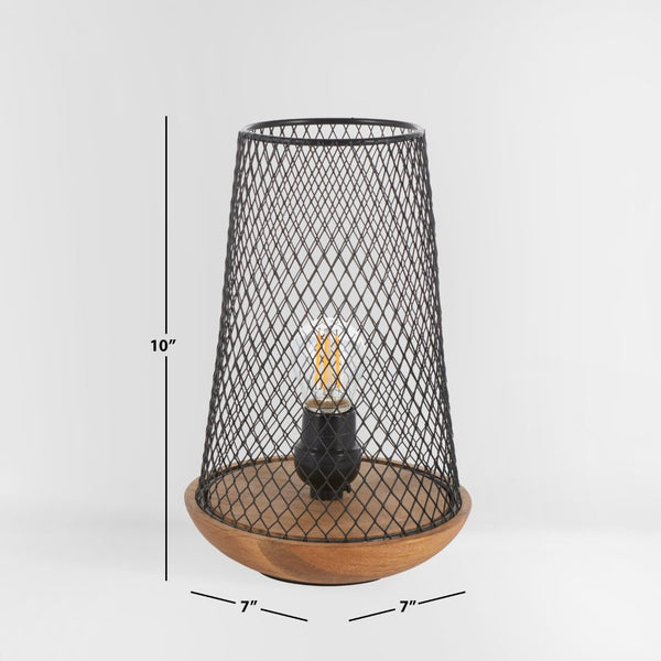 Safavieh HAYNES, 10-Inch Black & Natural Wood/Iron Table Lamp - Stylish Accent for Modern Homes & Cozy Spaces TBL3003A