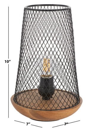 Safavieh HAYNES, 10-Inch Black & Natural Wood/Iron Table Lamp - Stylish Accent for Modern Homes & Cozy Spaces TBL3003A