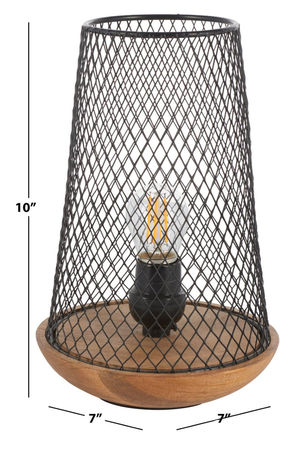 Safavieh HAYNES, 10-Inch Black & Natural Wood/Iron Table Lamp - Stylish Accent for Modern Homes & Cozy Spaces TBL3003A