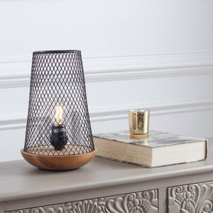 Safavieh HAYNES, 10-Inch Black & Natural Wood/Iron Table Lamp - Stylish Accent for Modern Homes & Cozy Spaces TBL3003A