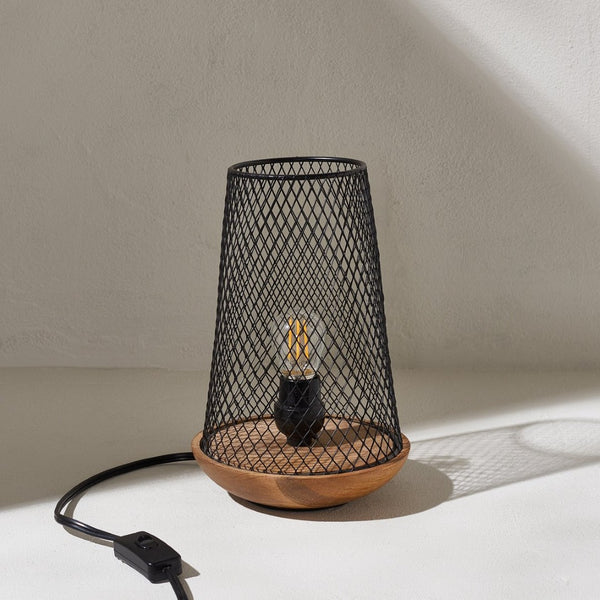 Safavieh HAYNES, 10-Inch Black & Natural Wood/Iron Table Lamp - Stylish Accent for Modern Homes & Cozy Spaces TBL3003A