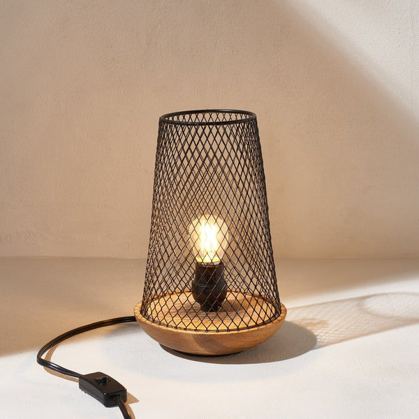 Safavieh HAYNES, 10-Inch Black & Natural Wood/Iron Table Lamp - Stylish Accent for Modern Homes & Cozy Spaces TBL3003A