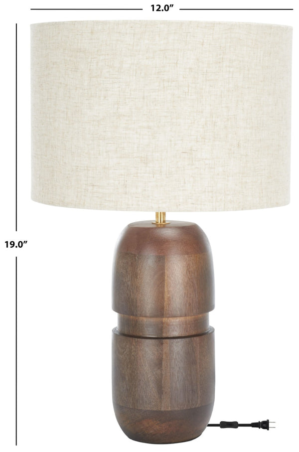 Safavieh NAMI, 19-Inch Natural Wood & Linen Table Lamp for Warm Ambient Lighting in Modern & Rustic Homes TBL3008A