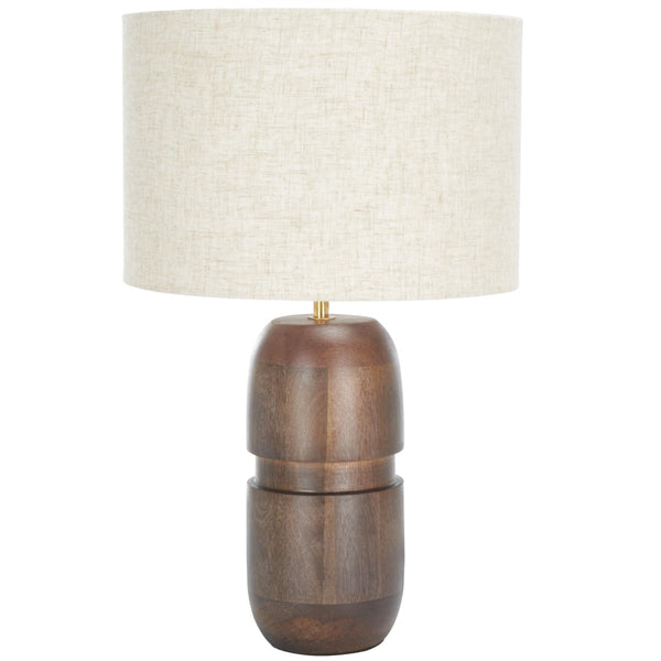 Safavieh NAMI, 19-Inch Natural Wood & Linen Table Lamp for Warm Ambient Lighting in Modern & Rustic Homes TBL3008A