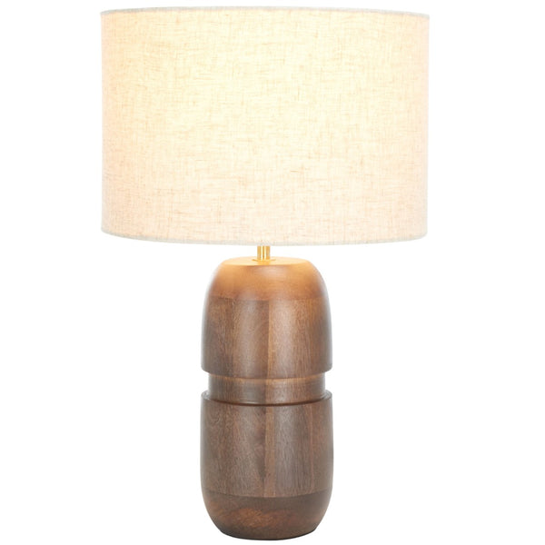 Safavieh NAMI, 19-Inch Natural Wood & Linen Table Lamp for Warm Ambient Lighting in Modern & Rustic Homes TBL3008A