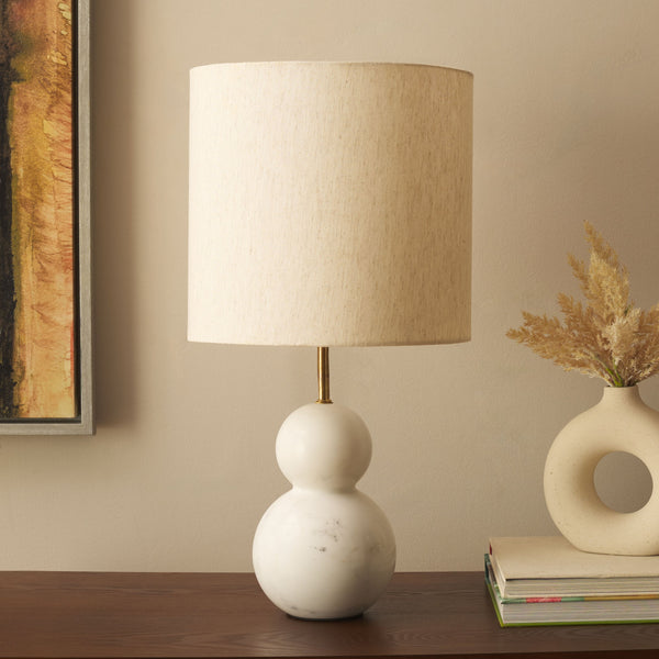 Safavieh Callie, Elegant 22-inch White Marble Table Lamp For Timeless Home Illumination & Sophisticated Style White Marble , Marble Body ,Fabric Shade Tbl3009a