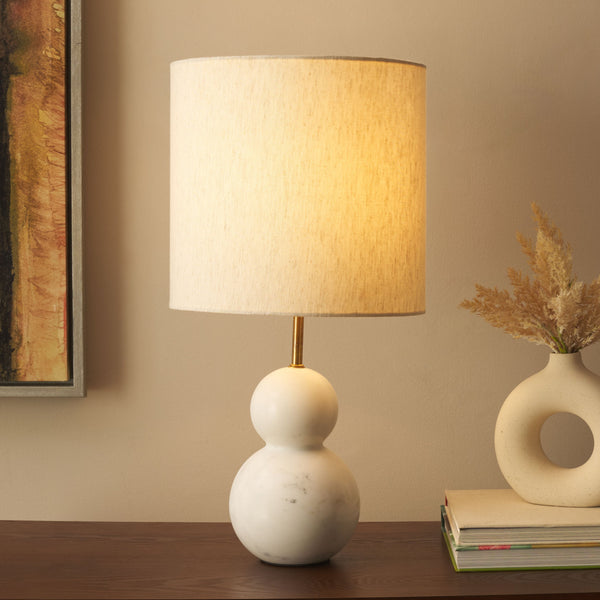 Safavieh Callie, Elegant 22-inch White Marble Table Lamp For Timeless Home Illumination & Sophisticated Style White Marble , Marble Body ,Fabric Shade Tbl3009a