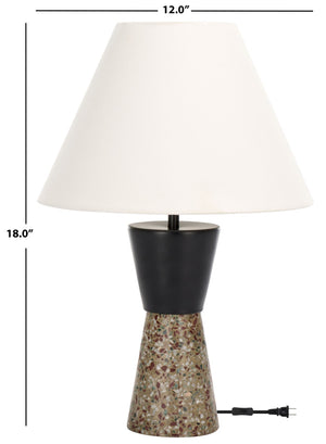 Safavieh NICOLAI, Modern 18-Inch Terrazzo & Iron Table Lamp in Grey/Black for Stylish Ambient Lighting TBL3009B