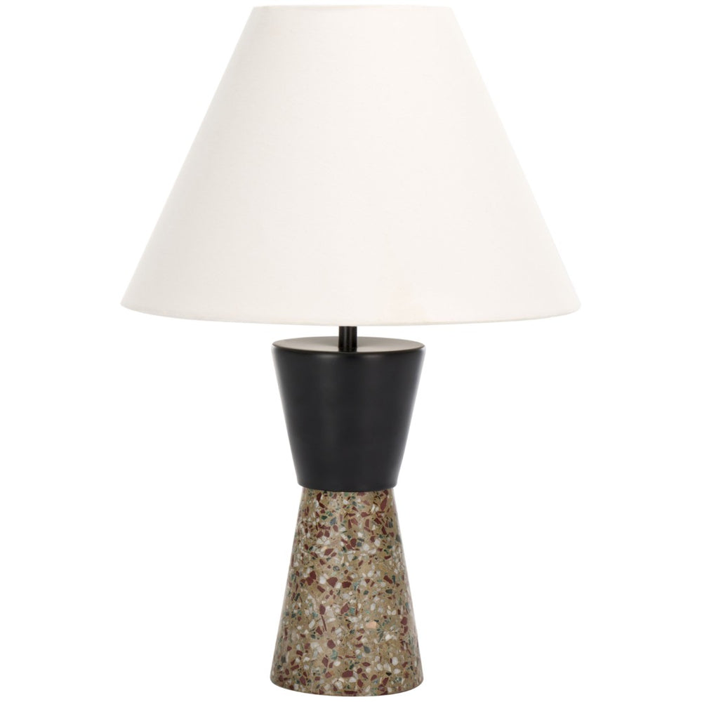 Safavieh NICOLAI, Modern 18-Inch Terrazzo & Iron Table Lamp in Grey/Black for Stylish Ambient Lighting TBL3009B