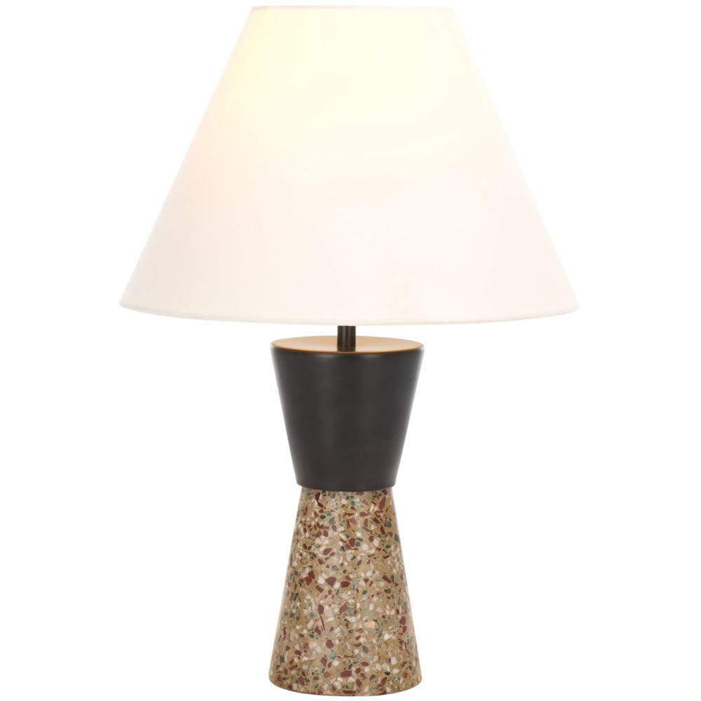 Safavieh NICOLAI, Modern 18-Inch Terrazzo & Iron Table Lamp in Grey/Black for Stylish Ambient Lighting TBL3009B