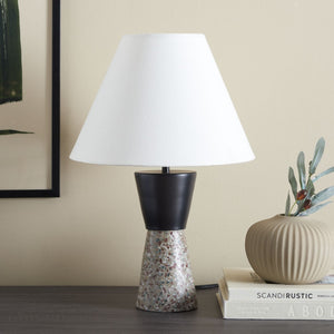 Safavieh NICOLAI, Modern 18-Inch Terrazzo & Iron Table Lamp in Grey/Black for Stylish Ambient Lighting TBL3009B