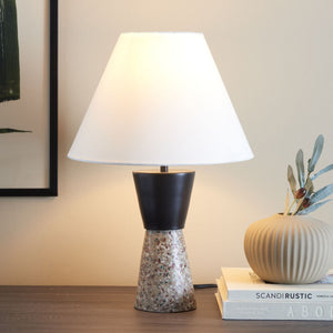 Safavieh NICOLAI, Modern 18-Inch Terrazzo & Iron Table Lamp in Grey/Black for Stylish Ambient Lighting TBL3009B