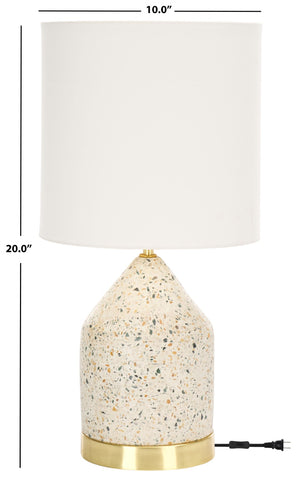 Safavieh NICOLAI Table Lamp - 20 Inch White & Gold Terrazzo Accent for Modern & Classic Interiors, Soft Glow TBL3010A