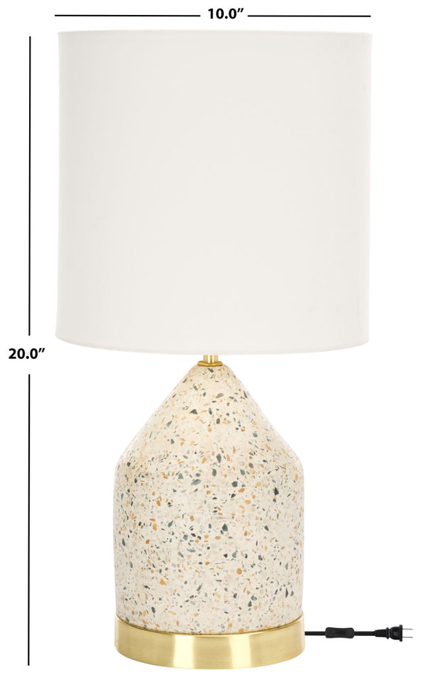 Safavieh NICOLAI Table Lamp - 20 Inch White & Gold Terrazzo Accent for Modern & Classic Interiors, Soft Glow TBL3010A