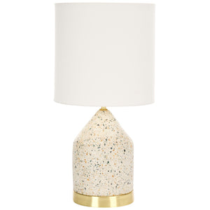 Safavieh NICOLAI Table Lamp - 20 Inch White & Gold Terrazzo Accent for Modern & Classic Interiors, Soft Glow TBL3010A