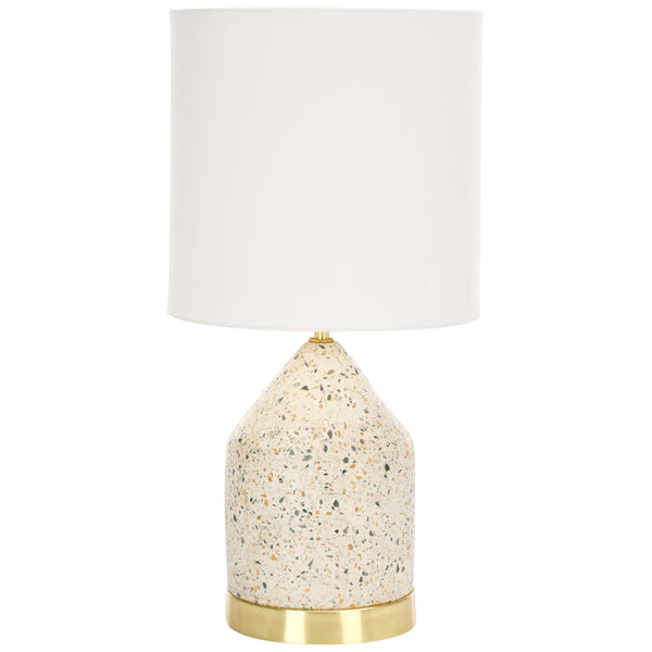 Safavieh NICOLAI Table Lamp - 20 Inch White & Gold Terrazzo Accent for Modern & Classic Interiors, Soft Glow TBL3010A
