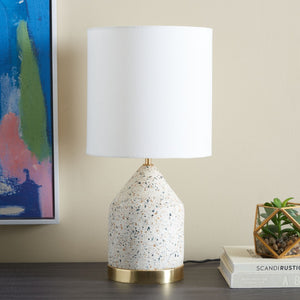 Safavieh NICOLAI Table Lamp - 20 Inch White & Gold Terrazzo Accent for Modern & Classic Interiors, Soft Glow TBL3010A