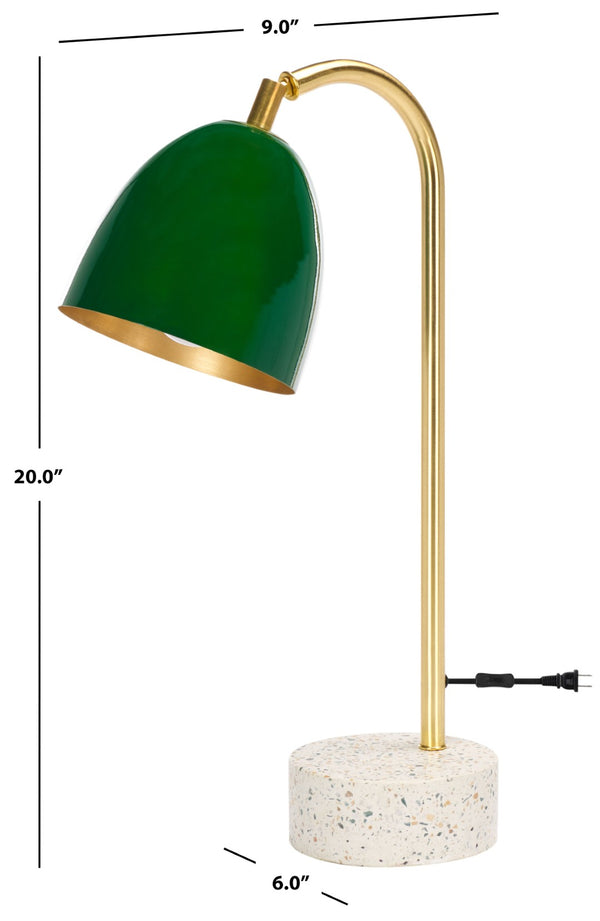 Safavieh NICOLAI Task Lamp - 19.5 Inch Stylish Green Dome & Gold Stem with Terrazzo Base for Modern Spaces TBL3011A