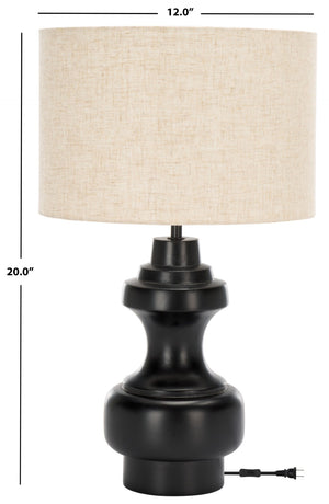 Safavieh JUNJO, 20-Inch Black Table Lamp - Stylish Wood & Metal Design for Cozy Living Room or Bedroom Lighting TBL3013A