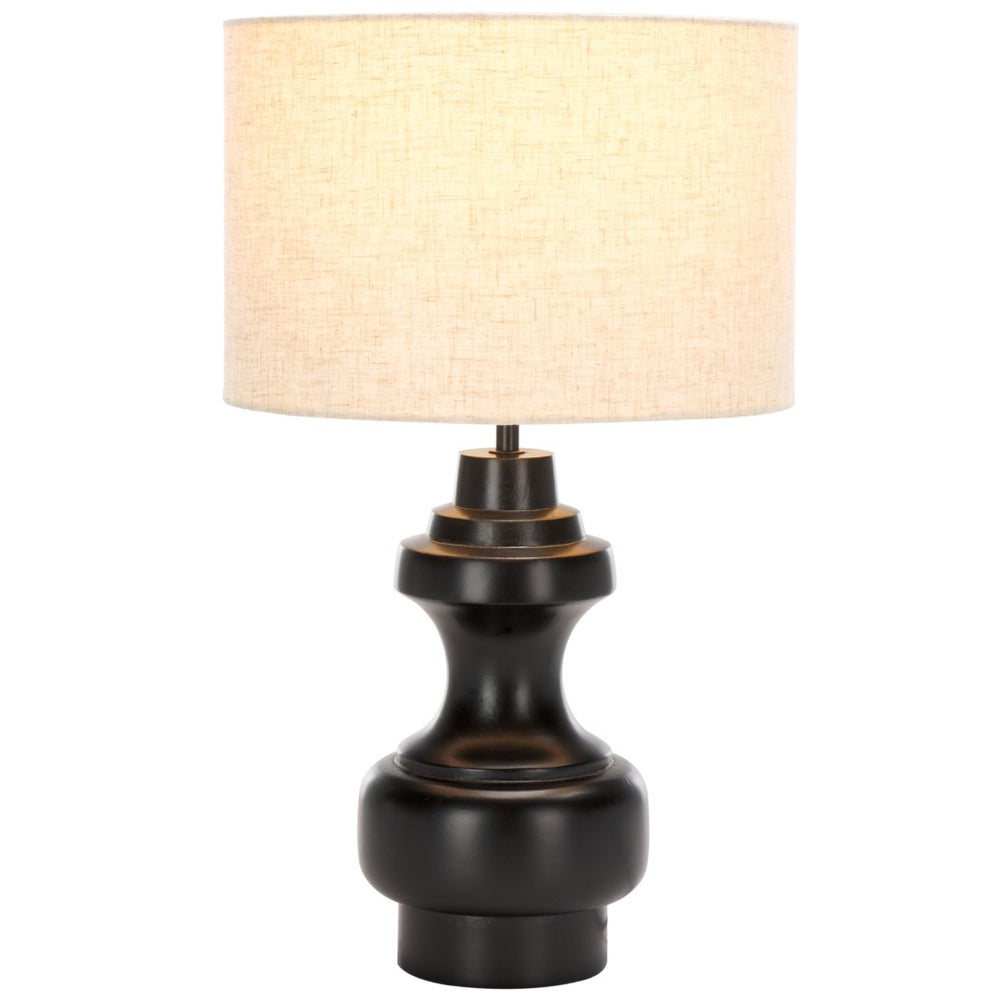 Safavieh JUNJO, 20-Inch Black Table Lamp - Stylish Wood & Metal Design for Cozy Living Room or Bedroom Lighting TBL3013A