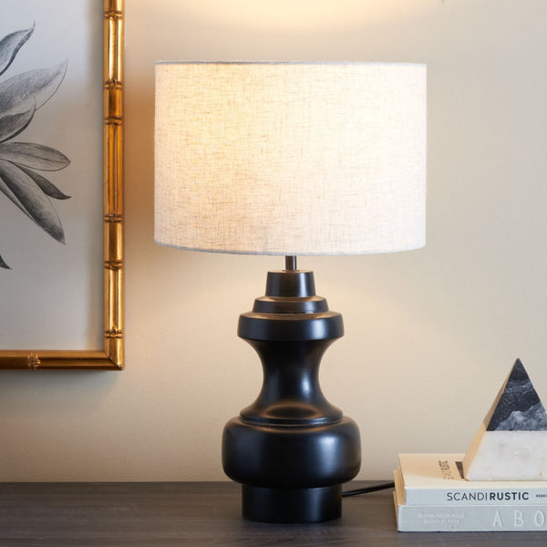 Safavieh JUNJO, 20-Inch Black Table Lamp - Stylish Wood & Metal Design for Cozy Living Room or Bedroom Lighting TBL3013A