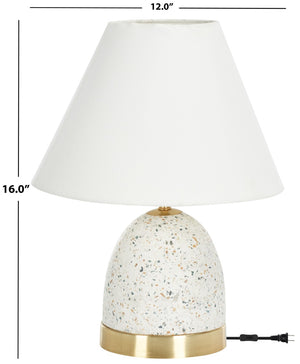 Safavieh NICOLAI, 16-Inch White Terrazzo & Gold Metal Table Lamp for Modern Ambient Lighting & Style TBL3015A