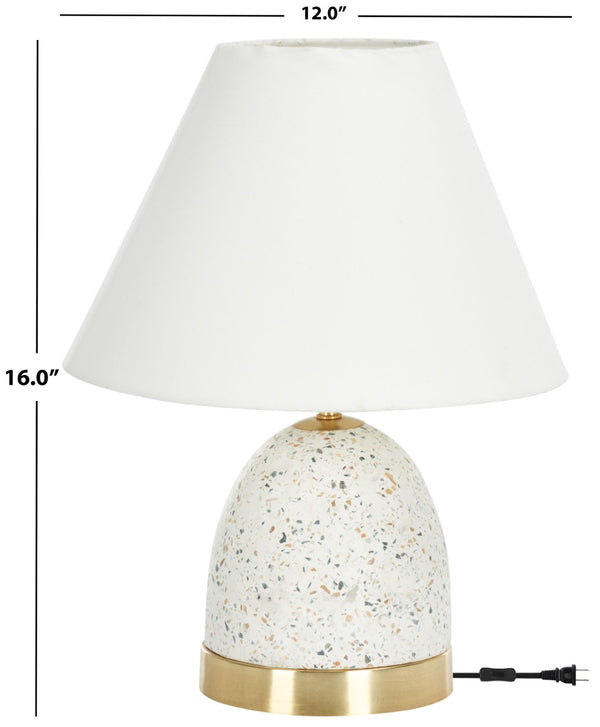 Safavieh NICOLAI, 16-Inch White Terrazzo & Gold Metal Table Lamp for Modern Ambient Lighting & Style TBL3015A