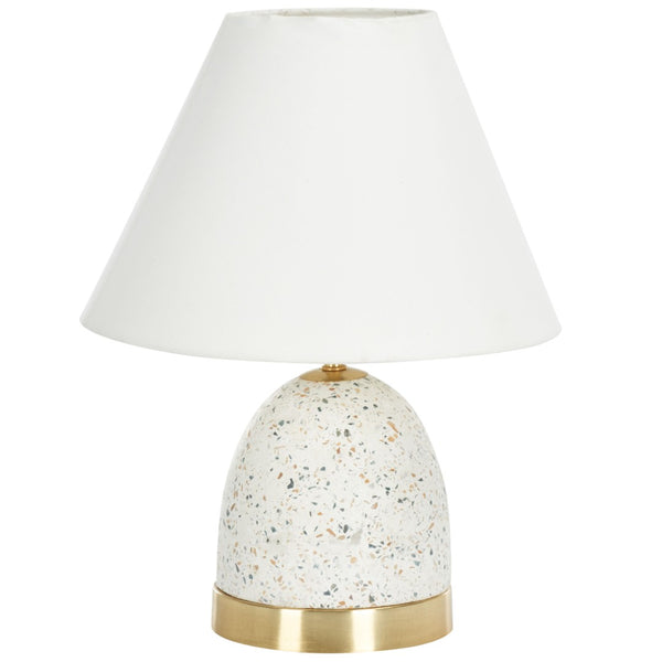 Safavieh NICOLAI, 16-Inch White Terrazzo & Gold Metal Table Lamp for Modern Ambient Lighting & Style TBL3015A