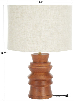 Safavieh RODI, 17-Inch Natural Wood and Iron Table Lamp with Textured Shade for Modern Ambient Lighting TBL3016A