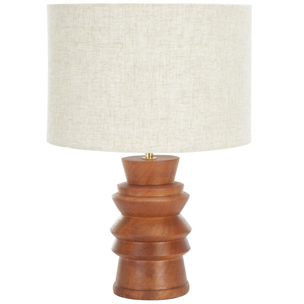 Safavieh RODI, 17-Inch Natural Wood and Iron Table Lamp with Textured Shade for Modern Ambient Lighting TBL3016A
