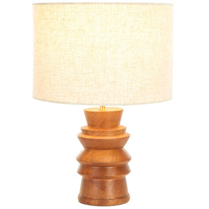Safavieh RODI, 17-Inch Natural Wood and Iron Table Lamp with Textured Shade for Modern Ambient Lighting TBL3016A