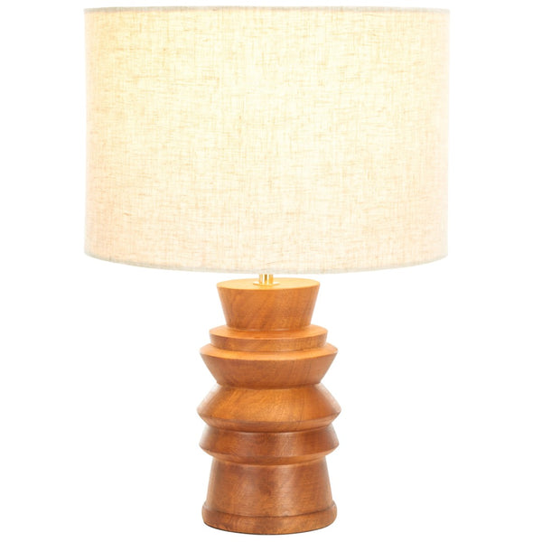 Safavieh RODI, 17-Inch Natural Wood and Iron Table Lamp with Textured Shade for Modern Ambient Lighting TBL3016A