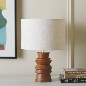 Safavieh RODI, 17-Inch Natural Wood and Iron Table Lamp with Textured Shade for Modern Ambient Lighting TBL3016A